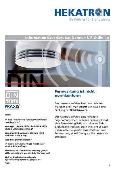 Flyer zu Gesetzen, Normen und Richtlinen von Rauchmeldern der Firma Hekatron