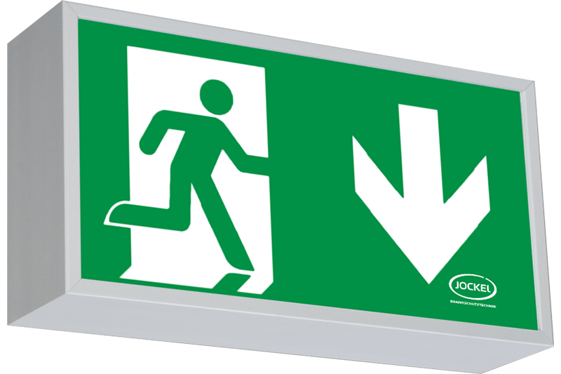 Beleuchtetes Schild eines Fluchtweg