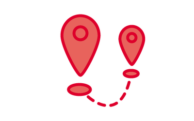 icon 2 Pins mit gepunkteter Linie verbunden