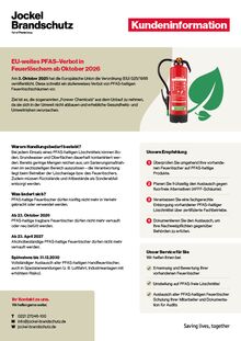 Information über das EU-weite PFAS-Verbot in Feuerlöschern ab Oktober 2026 von Jockel Brandschutz.