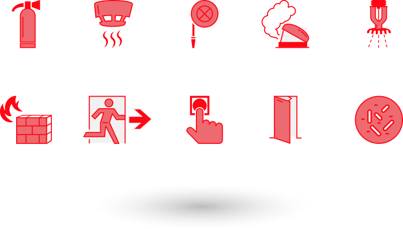 Iconsetz zu Brandschutz-Dienstleistungen