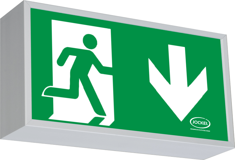 Rettungszeichenleuchte aus flachen Aluminium-Profilen Planung, Installation, Einrichtung und Wartung von Sicherheitsbeleuchtung